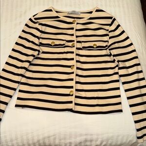 Mango Black and Cream Striped Cardigan